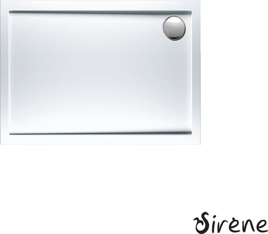 Sirene Extra Flat Ορθογώνια Ακρυλική Ντουζιέρα 100x70cm Λευκή