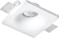 VK Lighting Τετράγωνο Γύψινο Χωνευτό Σποτ με Ντουί GU10 Λευκό 12x12εκ. 1τμχ