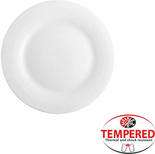 Cok Spain Plate Shallow Glass White with Diameter 25cm 6pcs