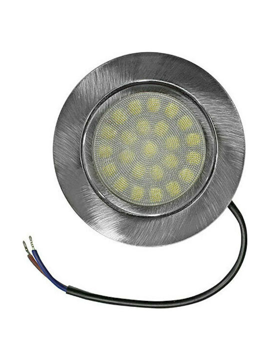 Adeleq Στρογγυλό Πλαστικό Χωνευτό Σποτ με Ενσωματωμένο LED και Θερμό Λευκό Φως SMD 4W σε Ασημί χρώμα 7x7cm