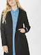 Arianna Women's Black Coat with Buttons