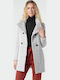Wool Women's Cloud Dancer Melange Peacoat with Buttons