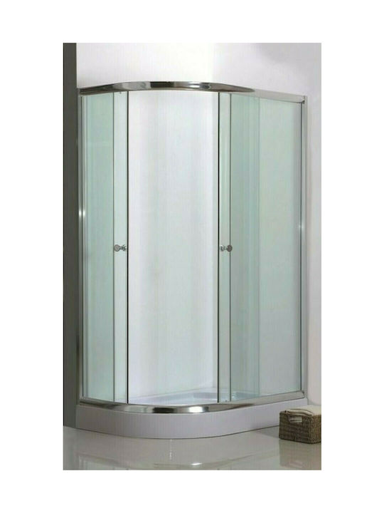 Gloria Karina Καμπίνα Ντουζιέρας Ημικυκλική με Συρόμενη Πόρτα 120x80x190cm Αριστερή Chrome