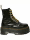 Dr. Martens Jadon Max Leather Women's Ankle Boots with Medium Heel Black