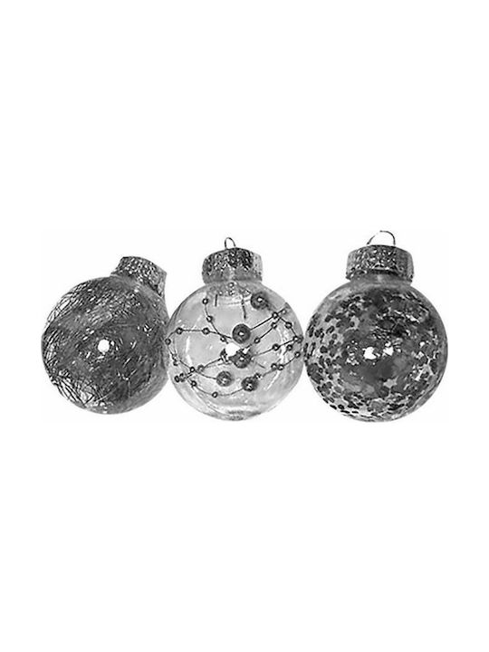 93-2524 Hanging Ball Ornament Ornament Plastic Silver 8cm Set 6pcs