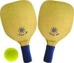 Amila Beach Rackets Set Brown with Straight Blue Handle and Ball