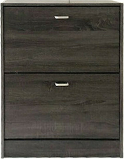 Wooden Shoe Organizer with 2 Shelves Brown 63x24x80cm