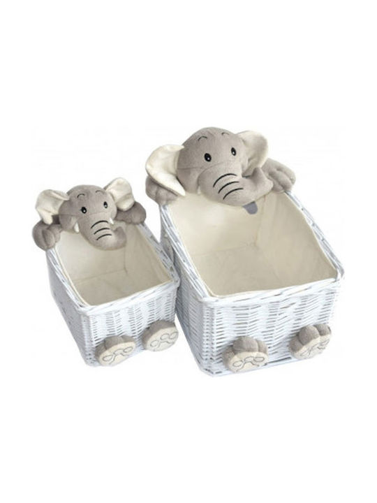 Kikka Boo Nursery Storage Basket Elephant White 2pcs