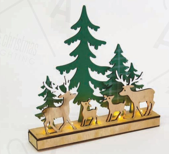 Aca Illuminated Christmas Wooden Figure Reindeer Green Height 30cm Reindeer