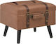 Stool For Living Room With Storage Space Upholstered with Leatherette Coffee 40x33x33cm