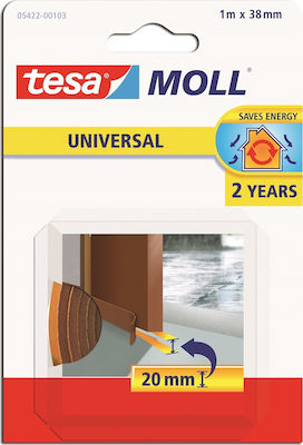Tesa Universal 532167 Schaumstoff Zugluftstopper Selbstklebendes Band Tür / Fenster in Braun Farbe 1m