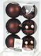 Hanging Ball Ornament Ornament Plastic Brown 8cm Set 6pcs