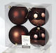 Hanging Ball Ornament Ornament Plastic Brown 10cm Set 4pcs