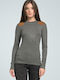 Ralph Lauren Women's Blouse Leather Long Sleeve Gray