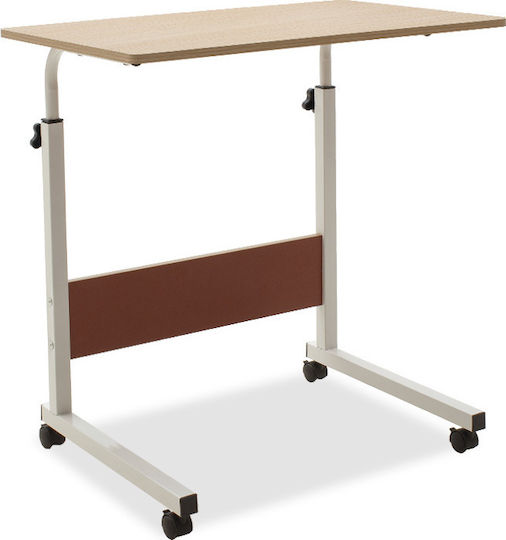 Desk Piper Wooden Natural-White with Metal Legs & Adjustable Height 60x40x69cm