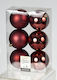 Hanging Ball Ornament Ornament Plastic Burgundy 8cm Set 6pcs