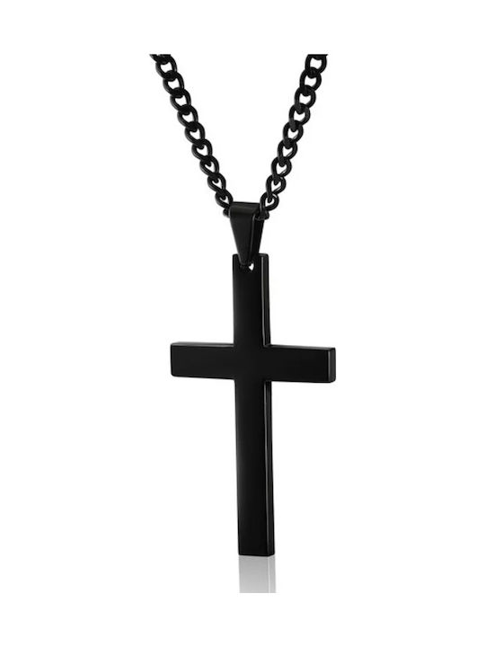 Black cross necklace with 5 cm chain