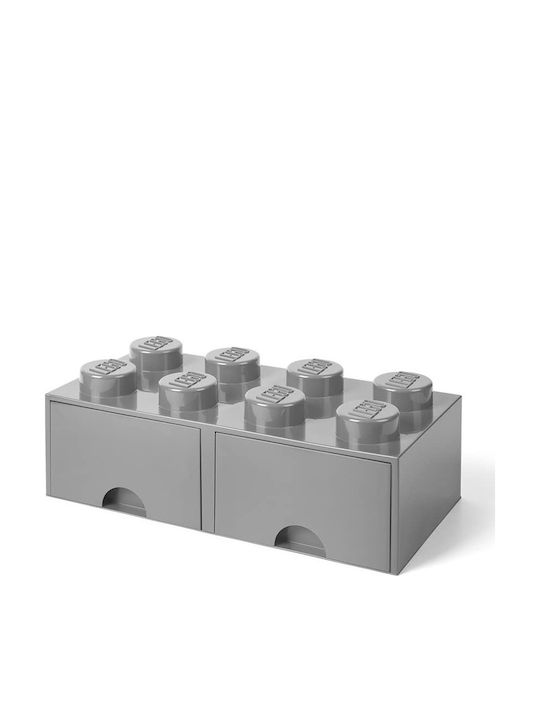 Lego Cutie de Depozitare pentru Copii din Plastic 8 Knobs Gri 50x25x17cm 1buc