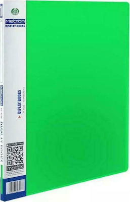 Metron Clipboard Flexible with 10 plastic sleeves Slides for Paper A4 Green 10pcs