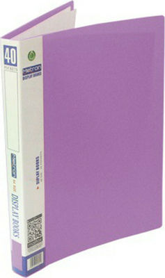 Metron Clipboard Flexible with 40 plastic sleeves Slides for Paper A4 Purple 1pcs