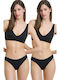 Bamboo Women's Slip 2Pack Black