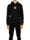 HUF Triple Triangle Herren Sweatshirt mit Kapuze und Taschen Schwarz