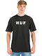 HUF Essentials OG Logo Ανδρικό T-shirt Μαύρο με Λογότυπο