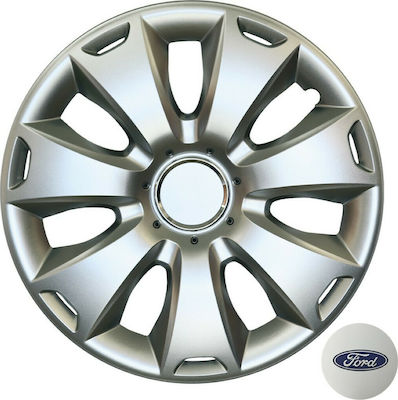 Croatia Cover Car Hubcap Set Ford Fiesta/Focus/C-Max with Ford Emblem 15" 4pcs Silver