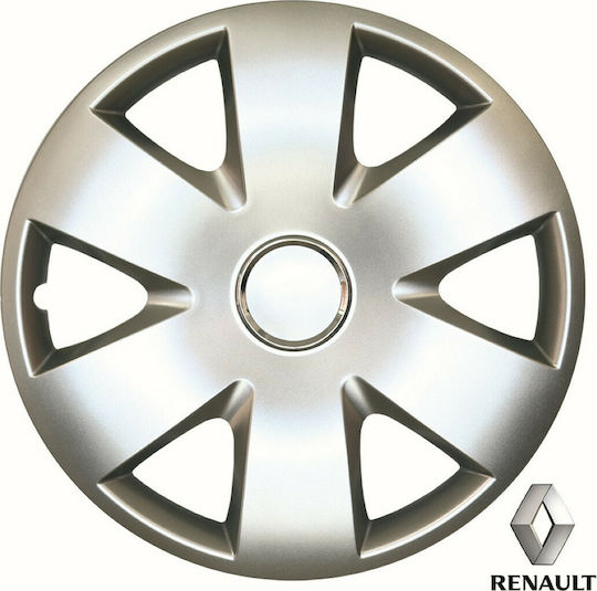 Croatia Cover Car Hubcap Set Renault Clio III/Megane III with Renault Emblem 15" 4pcs Silver
