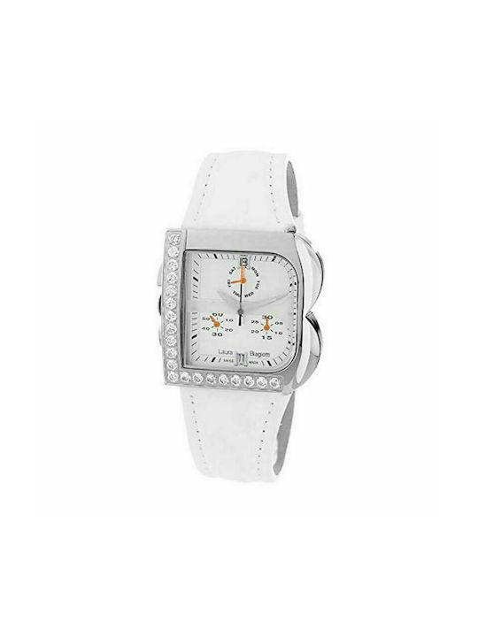 Laura Biagiotti Watch Chronograph with White Leather Strap LB0002L-BLZ