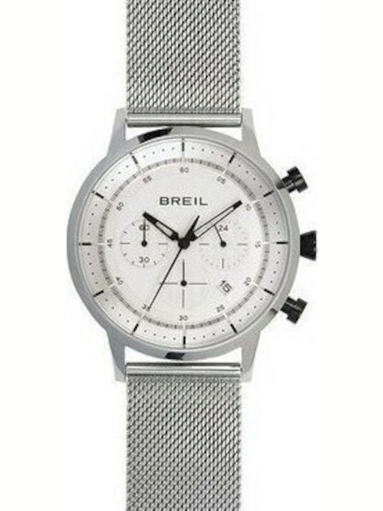 Breil Ανδρικό Ρολόι 44mm Χρονογράφος Μπαταρίας με Ασημί Μεταλλικό Μπρασελέ