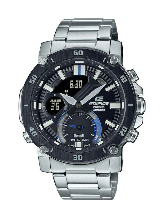 Casio Edifice Analog/Digital Men's Watch 46mm Chronograph Battery with Silver Metal Bracelet
