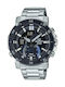 Casio Edifice Analog/Digital Men's Watch 46mm Chronograph Battery with Silver Metal Bracelet