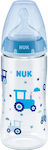 Nuk Plastikflasche First Choice Plus Temperature Control Gegen Koliken mit Silikonsauger für 6-18 Monate Blue Traktor 360ml 1Stück 10.216.248