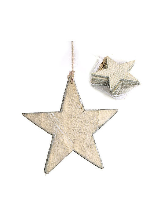 Zaros Christmas Wooden Star Ornament Beige 5pcs