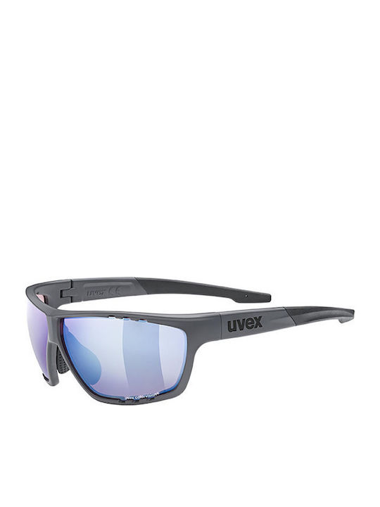 Uvex Sportstyle 706 Men's Sunglasses with Gray Plastic Frame and Light Blue Mirror Lens S5320185596