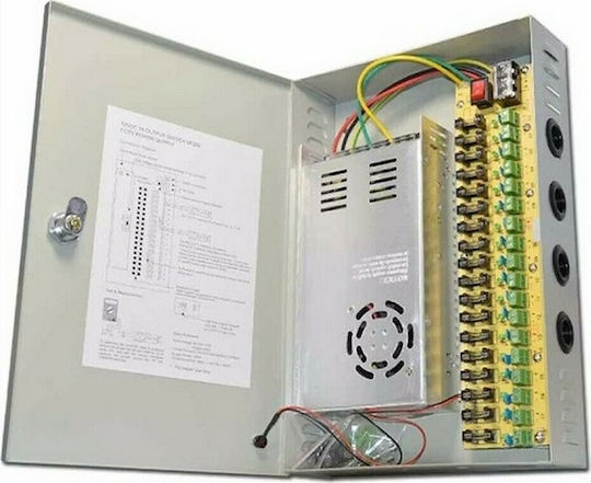 Power Box for CCTV Systems with 18 channels - 12V 120W 20A 321032