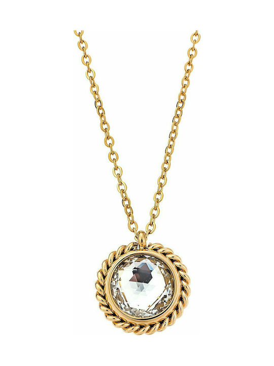 Puppis Necklace from Gold Plated Steel with Zircon