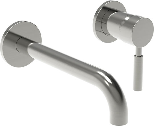 La Torre New Tech Built-in Mixer & Spout Set for for Bathroom Sink 1 Exit Inox Silver 2 Holes