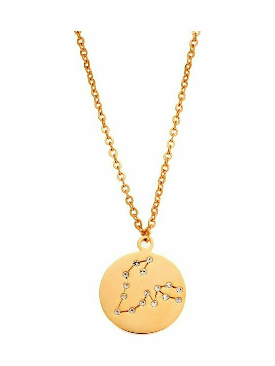 Puppis Pisces Zodiac Sign from Gold Plated Steel