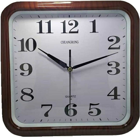 Wall Clock Plastic Brown 30x30cm