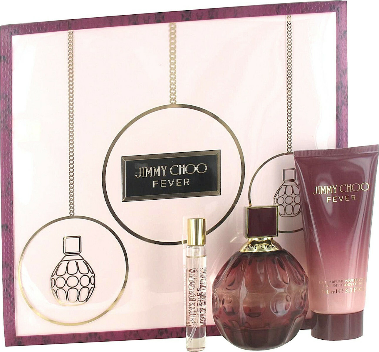 Jimmy Choo Fever Eau De Parfum 100ml, Body Lotion 100ml & Eau De Parfum