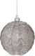 Hanging Ball Ornament Ornament Plastic Pink with Sequins 8cm Set 4pcs