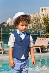 Stova Bambini Boys Baptism Suit with Vest 6pcs Blue