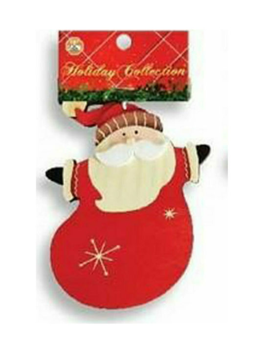 Διακάκης Christmas Wooden Santa Claus Ornament Red