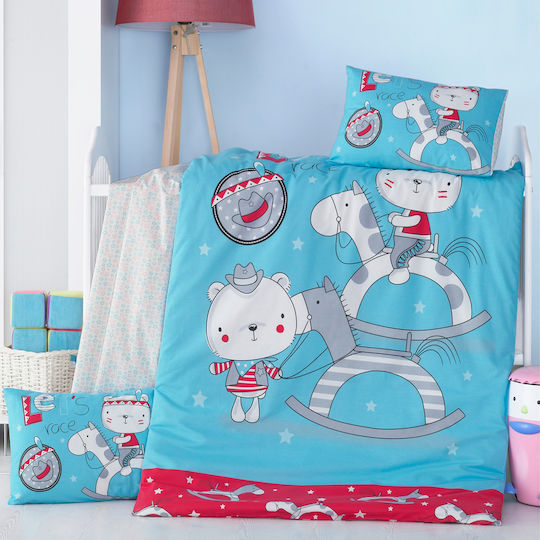 Rythmos Baby Duvet Cover Set With Pillowcase Lets Blue 100x150cm