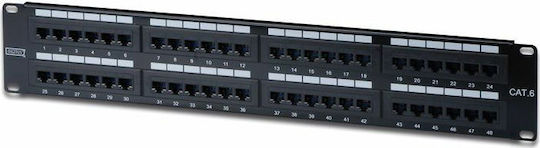 Digitus Patch Panel Unshielded για Rack 2U 19" 48 Θυρών cat6 Μαύρο