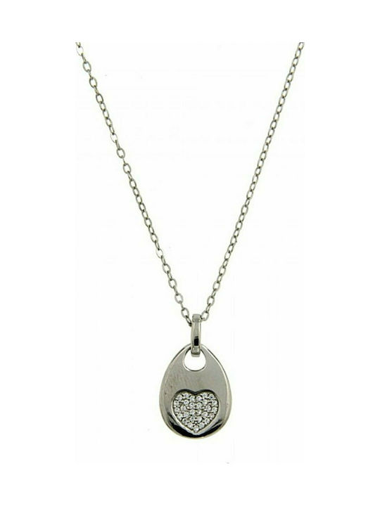 Jools Halskette mit Design Herz aus Silber mit Zirkonia