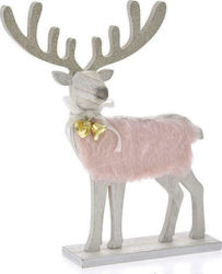 Iliadis Christmas Wooden Figure Reindeer Pink Height 26cm