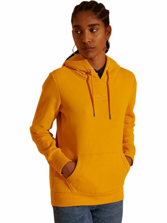 Tonal Embossed Women's Sweatshirt Hooded Yellow